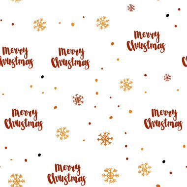 Işık turuncu vektör renkli kar taneleri ile sorunsuz doku. Kar Noel tarzı ile parlayan renkli resimde. Tekstil, kumaş, duvar kağıtları için tasarım.
