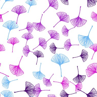 Pembe ışık, vektör yaprak ile sorunsuz zemin mavi. bulanık arka plan gradyan ile yapraklarda. Tasarım için duvar kağıdı, kumaş üreticileri.