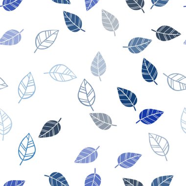 Koyu mavi vektör sorunsuz doodle zemin yaprakları ile. Yaprakları doodle tarzı ile renkli soyut resimde. Desen tasarım pencere panjur, perdeler.