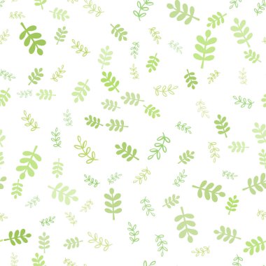 Açık yeşil, sarı vektör sorunsuz doodle doku yapraklarla, dalları. Renkli resimde doodle tarzı yapraklar, dallar ile. Desen tasarım kumaş, duvar kağıtları.
