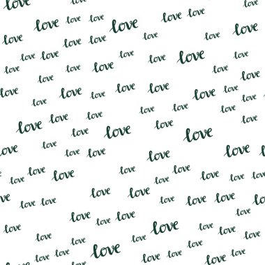 Açık mavi, vektör sorunsuz şablon metin Love You ile yeşil. İllüstrasyon renkli romantik tarzda Love You ifade ile. Desen için modaya uygun Kumaş, duvar kağıtları.