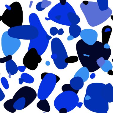 Koyu mavi noktalar ile sorunsuz kapak vektör. Bulanık daireler doğa tarzı ile güzel renkli resimde. Kartvizit, Web siteleri için şablon.