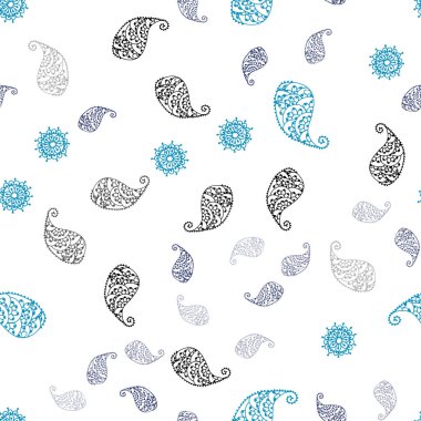 Koyu mavi vektör yaprak ve çiçek ile sorunsuz zarif şablonu. Yaprakları doodle tarzı ile renkli soyut resimde. Desen için modaya uygun Kumaş, duvar kağıtları.