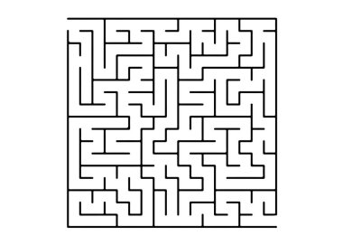 Beyaz vektör desen siyah bir labirent ile. Siyah ve beyaz labirent basit bir tarzda. Eğitim dergiler, kitaplar için desen.