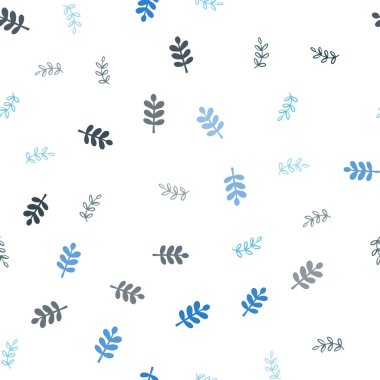 Koyu mavi yaprakları ile Dikişsiz soyut desen vektör. Renkli resimde doodle tarzı yaprakları ile. Kartvizit, Web siteleri için şablon.