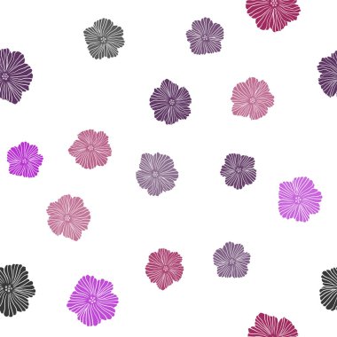 Hafif pembe, kırmızı vektör sorunsuz doodle doku çiçekli. Renkli resimde doodle tarzı çiçekli. Kartvizit, Web siteleri için şablon.