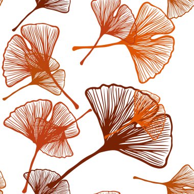 Koyu turuncu vektör yaprak ile sorunsuz doğal çizimleri. Doodle tarzı yaprakları ile yeni renkli resimde. Kartvizit, Web siteleri için şablon.