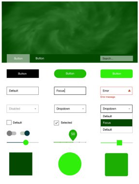 Işık yeşil vektör web UI kiti Bulutsusu yıldız ile. Renkli gökyüzü ile soyut tarzda dekoratif UI takımı tasarım. Web siteleri için basit renkli tasarım.