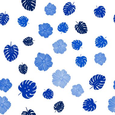 Koyu mavi vektör sorunsuz doodle zemin çiçekler, yapraklar ile. Renkli resimde doodle tarzı yaprakları, çiçekleri ile. Tasarım için duvar kağıdı, kumaş üreticileri.
