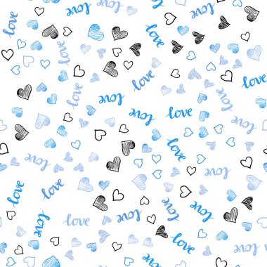 Mavi vektör sorunsuz kapak teklif Love You, kalpleri ile ışık. Aşk, kalpleri soyut tarzda Illustration kelimelerle. Doku pencere panjur, perdeler için.