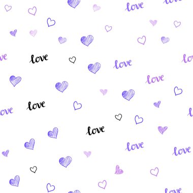 Hafif mor vektör ifade Love You, kalpleri ile seamless modeli. Renkli gradyan ifade Love You, kalpleri soyut tarzda. Tasarım için duvar kağıdı, kumaş üreticileri.