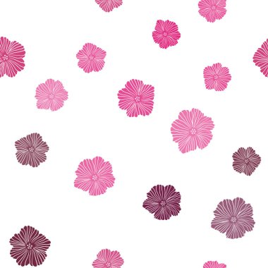 Hafif pembe vektör çiçekli Dikişsiz soyut desen. Renkli resimde doodle tarzı çiçekli. Tekstil, kumaş, duvar kağıtları için tasarım.