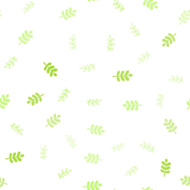 Açık yeşil, sarı vektör sorunsuz zarif desen yaprakları ile. Yaprakları doodle tarzı ile renkli soyut resimde. Desen için modaya uygun Kumaş, duvar kağıtları.