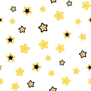 Hafif pembe, sarı vektör sorunsuz kapak ile küçük ve büyük yıldız. Yıldız ile renkli illüstrasyon parlayan. Tekstil, kumaş, duvar kağıtları için tasarım.