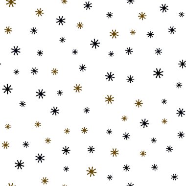 Koyu sarı parlak kar taneleri ile sorunsuz düzen vektör. Renkli dekoratif tasarım kar ile xmas tarzında. Desen için modaya uygun Kumaş, duvar kağıtları.