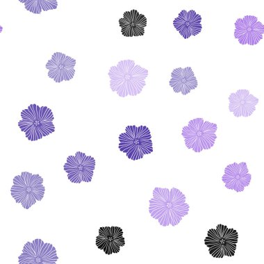 Hafif pembe çiçekli mavi vektör sorunsuz doodle arka plan. Soyut illüstrasyon karalamalar tarzı çiçekli. Desen için modaya uygun Kumaş, duvar kağıtları.