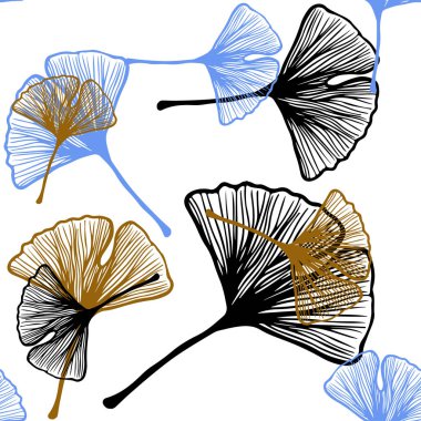 Açık mavi, sarı yaprakları ile vektör sorunsuz zarif şablonu. Yarım yamalak karalamalar ile arka plan bulanık yapraklarda. Doku pencere panjur, perdeler için.