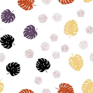 Açık mavi, sarı vektör sorunsuz soyut tasarım çiçekler, yapraklar ile. Yaprak ve çiçek beyaz arka plan üzerinde gradyan ile. Kartvizit, Web siteleri için şablon.