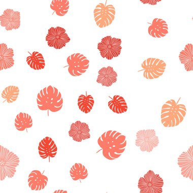 Işık kırmızı vektör çiçekli, yaprakları sorunsuz zarif şablonu. Soyut illüstrasyon yaprakları, çiçekleri karalamalar tarzı ile. Doku pencere panjur, perdeler için.