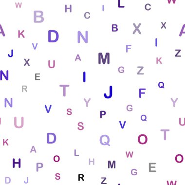 Açık mavi, kırmızı vektör Abc sembolleri ile seamless modeli. Abc sembolleri ile illüstrasyon soyut şablonunda parlayan. Desen için modaya uygun Kumaş, duvar kağıtları.