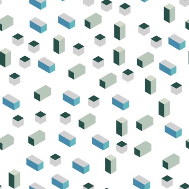 Açık mavi, vektör kesintisiz, izometrik rhombus şablonuyla yeşil. Modern Soyut illüstrasyon renkli dikdörtgenler ile. Desen için modaya uygun Kumaş, duvar kağıtları.
