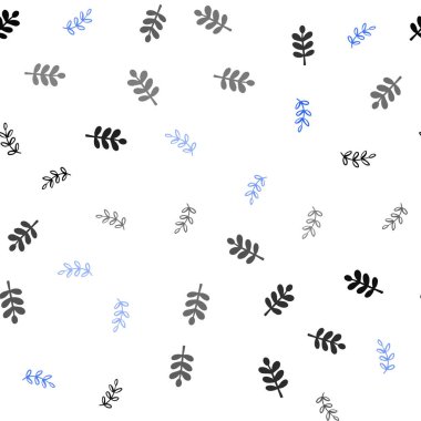 Yaprakları ile ışık mavi vektör sorunsuz doodle düzeni. Bulanık tarzı ile yeni renkli resimde bırakır. Tekstil, kumaş, duvar kağıtları için tasarım.