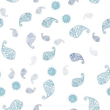 Hafif mavi vektör yaprak ve çiçek ile Dikişsiz soyut desen. İllüstrasyon soyut şablonundaki karalamalar ile. Desen için modaya uygun Kumaş, duvar kağıtları.