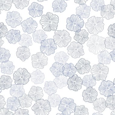 Hafif mavi vektör sorunsuz doodle deseni çiçekli. Renkli resimde doodle tarzı çiçekli. Kartvizit, Web siteleri için şablon.
