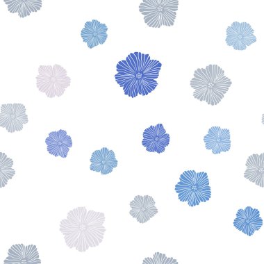 Açık mavi, vektör sorunsuz doodle şablon çiçekli sarı. Renkli resimde doodle tarzı çiçekli. Doku pencere panjur, perdeler için.