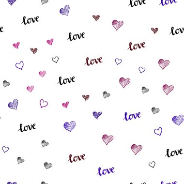 Koyu mavi, kırmızı alıntı Love You, kalpleri ile sorunsuz kapak vektör. Metin Love You, kalpleri ile doodle tarzında dizayn. Tekstil, kumaş, duvar kağıtları için tasarım.