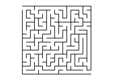 Beyaz vektör doku ile siyah bir labirent oyunu. Basit örnek bir labirent üzerinde beyaz bir arka plan ile. Çocuk kitapları, dergiler için desen.