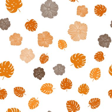 Çiçekler, koyu turuncu vektör sorunsuz doğal artalanla bırakır. Glitter soyut resimde yaprak ve çiçek ile. Tasarım için duvar kağıdı, kumaş üreticileri.