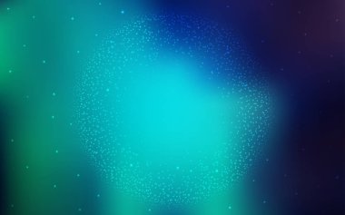 Açık mavi, kozmik yıldızlı yeşil vektör düzeni. Parlak astronomik yıldızlı parlak renkli çizimler. Astroloji web siteleri için desen.