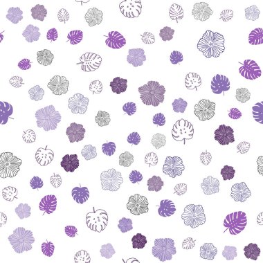 Hafif mor vektör yaprak, çiçek ile seamless doğal modeli. Glitter soyut resimde yaprak ve çiçek ile. Tekstil, kumaş, duvar kağıtları için tasarım.