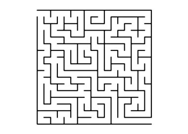Beyaz vektör desen siyah bir labirent ile. Siyah ve beyaz labirent basit bir tarzda. Eğitim dergiler, kitaplar için desen.