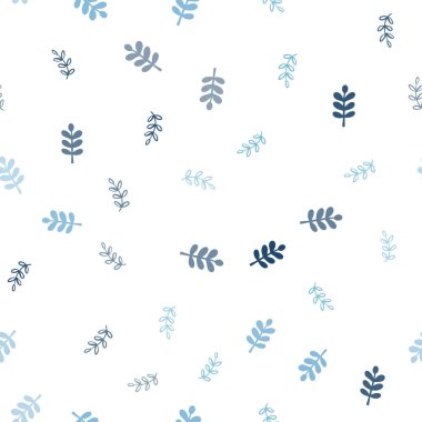 Hafif mavi vektör sorunsuz doodle desen yaprakları ile. Dekoratif illüstrasyon soyut şablonundaki karalamalar ile. Tasarım için duvar kağıdı, kumaş üreticileri.