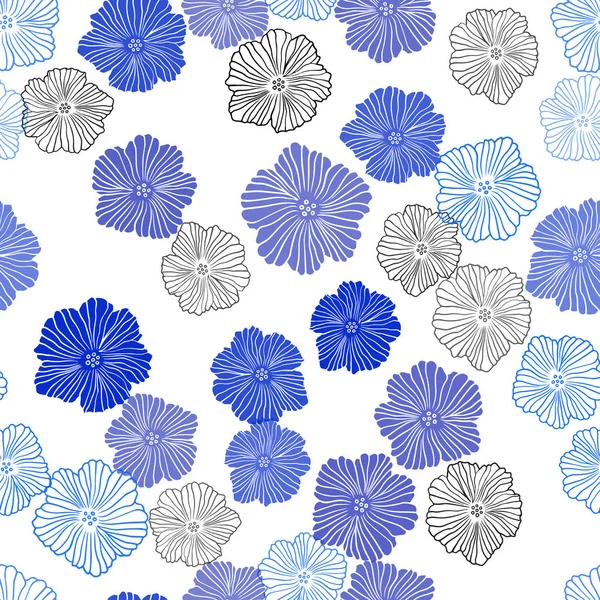 Hellblaue Gelbe Vektor Nahtlose Doodle Vorlage Mit Blumen Doodle Illustration — Stockvektor