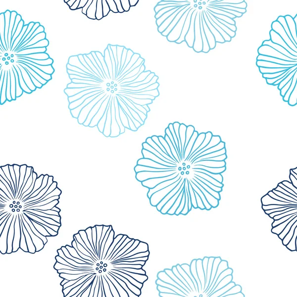 Dark Blue Vector Seamless Elegant Pattern Flowers Colorful Illustration Doodle — Stock Vector