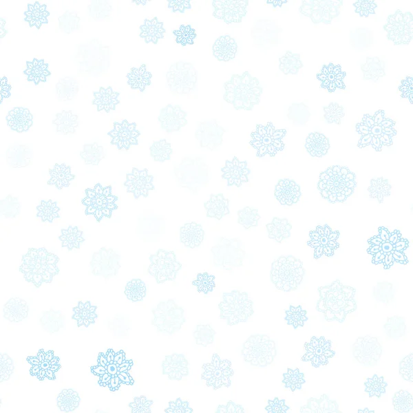 美しい雪の結晶ライト青ベクトル シームレスなカバー グラデーションで抽象的な背景をぼかした写真に雪が降る ファブリック 壁紙のデザインのパターン — ストックベクタ