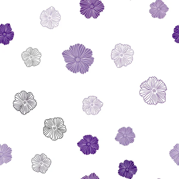 Modèle Doodle Sans Couture Violet Foncé Vecteur Rose Avec Des — Image vectorielle