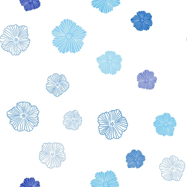 Hellblauer Vektor Nahtloses Natürliches Muster Mit Blumen Leuchtende Farbige Illustration — Stockvektor