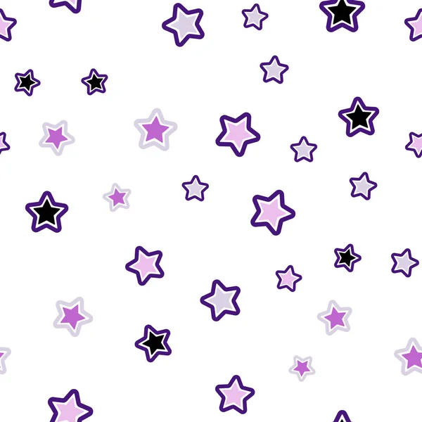 光ピンク ベクトル色星とシームレスな背景 キラキラ星の色と抽象的なイラスト テキスタイル ファブリック 壁紙デザイン — ストックベクタ