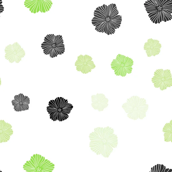 Světle Zelené Vektor Bezešvé Doodle Šablona Květinami Elegantní Světlé Ilustrace — Stockový vektor
