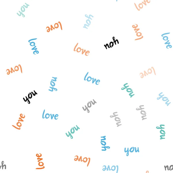 Motif Sans Couture Vectoriel Multicolore Foncé Avec Phrase Love You — Image vectorielle