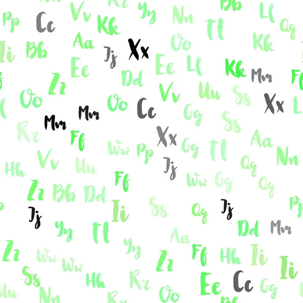 Modèle Sans Couture Vecteur Vert Clair Avec Des Lettres Isolées — Image vectorielle