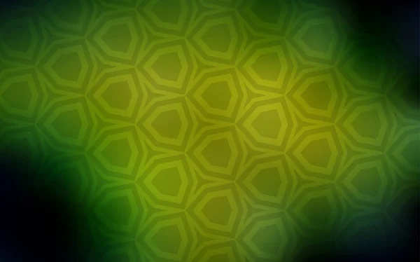 Verde Escuro Fundo Vetorial Amarelo Com Hexágonos Ilustração Abstrata Com — Vetor de Stock