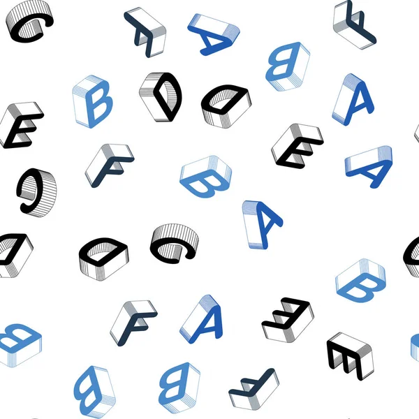 Fond Sans Couture Vecteur Bleu Clair Avec Des Signes Alphabet — Image vectorielle