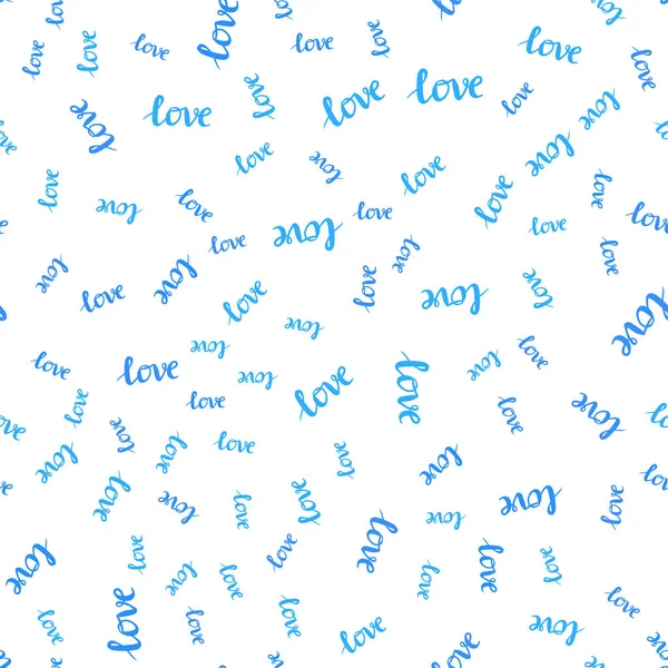 Light Blue Vector Seamless Texture Words Love You Decorative Illustration — Stock Vector