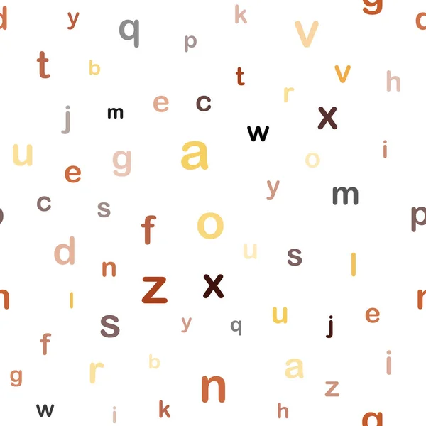 深红色 黄色矢量无缝布局与拉丁字母 抽象例证与有色的拉丁字母 面料制造商的设计 — 图库矢量图片