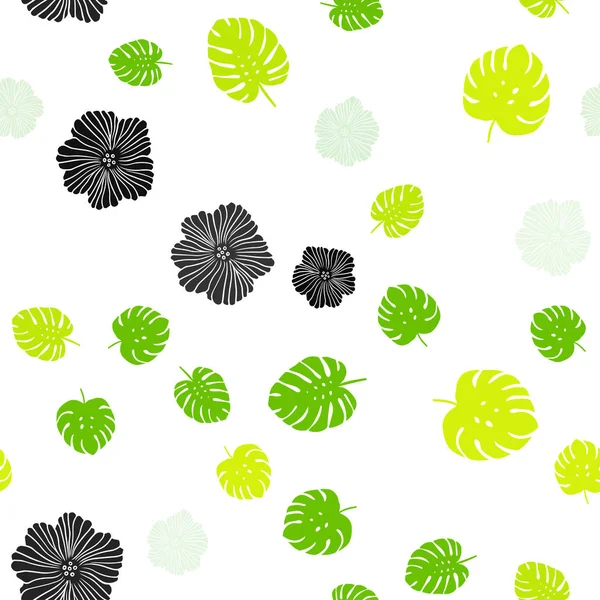 Hellgrüner Vektor Nahtloser Abstrakter Hintergrund Mit Blumen Blättern Eine Elegante — Stockvektor